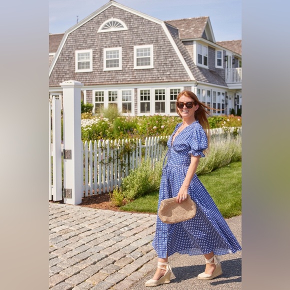 Hill House Dresses & Skirts - Hill House Blue Polka Dot Maxi Dress